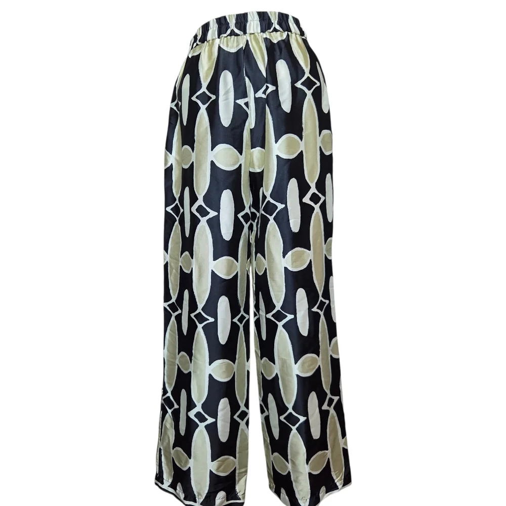 Zara Patterned Wide Leg Pants Size-Small - Picture 6 of 9